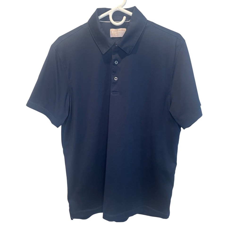 Hickey Freeman New York Mens Navy Blue Short Sleeve Polo Shirt Size Large